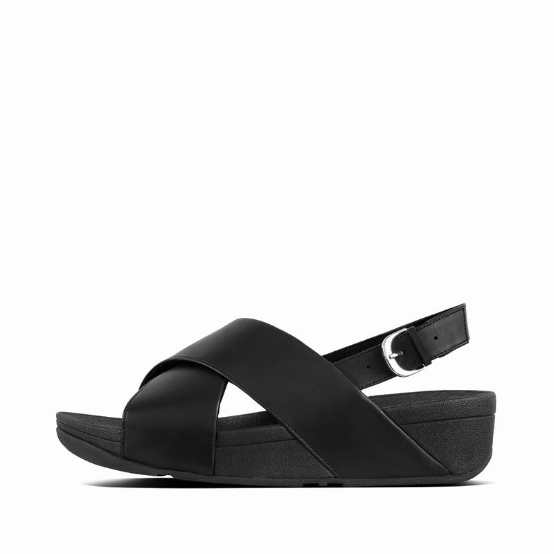 FitFlop Lulu Criss Cross Leder Schwarz - FitFlop Backstrap Sandalen Damen Sale [QGLS-85734]